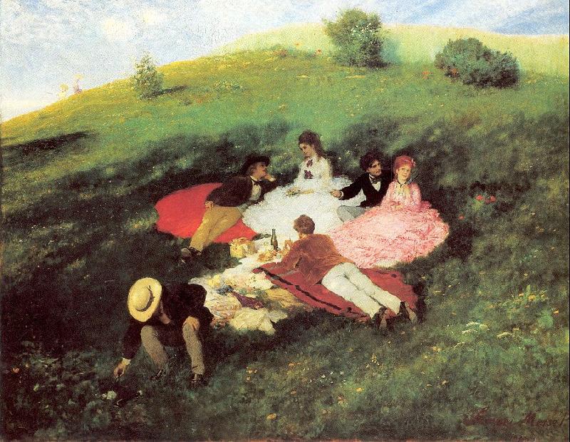 Merse, Pal Szinyei Picnic in May oil painting image